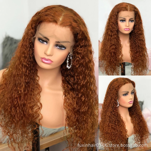 28 30 Inch Colored Curly Ginger Orange Deep Wave Lace Front Human Hair Wigs Brazilian Deep Curly Preplucked Lace Frontal Wigs
